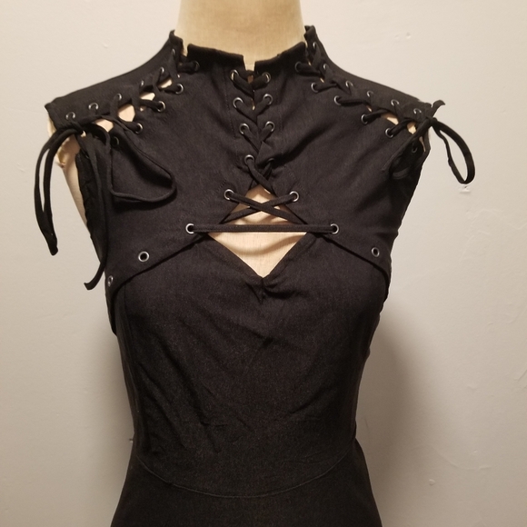 KILLSTAR TIED UP LACE UP DRESS GOTH DOLLS KILL BABE WITCH CLUB PLUS SEXY PUNK - Picture 5 of 9